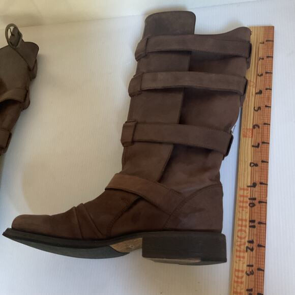 Aldo Riding Boots Brown Leather Tall Buckle Women’s Sz 37 US 6.5 Fall Trendy - Picture 6 of 9